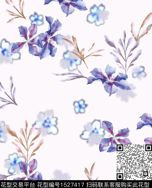 花卉女装连衣裙数码印花华亿平台下载（图片编号: 1527417） - 瓦栏（Walan）