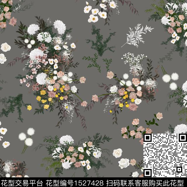 花卉女装清爽底花卉数码印花华亿平台下载（图片编号: 1527428） - 瓦栏（Walan）