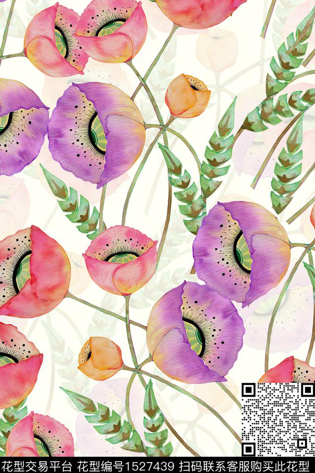 小清新花卉女装数码印花华亿平台下载（图片编号: 1527439） - 瓦栏（Walan）