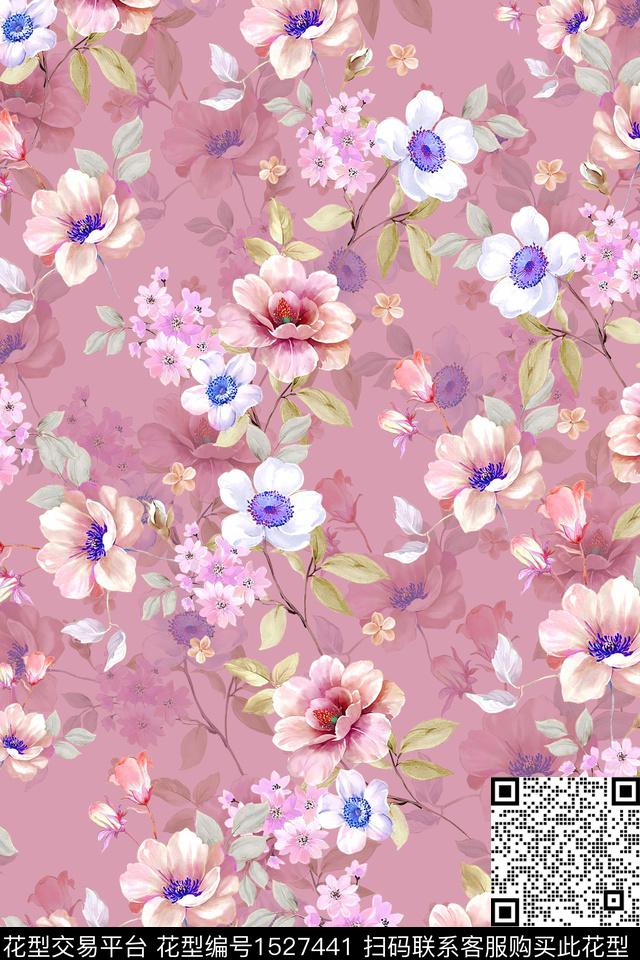 水彩花卉女装花卉数码印花华亿平台下载（图片编号: 1527441） - 瓦栏（Walan）