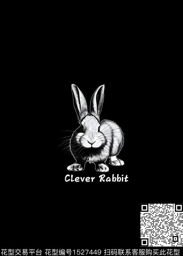 兔子卡通动物胸前独幅传统印花华亿平台下载（图片编号: 1527449） - 瓦栏（Walan）