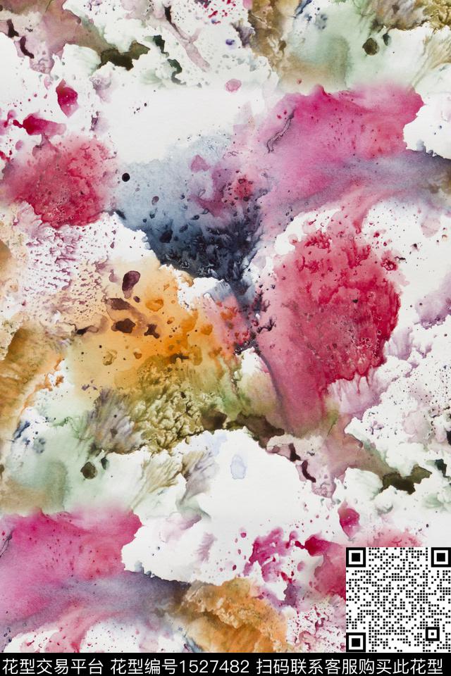 年轻女性水彩抽象数码印花华亿平台下载（图片编号: 1527482） - 瓦栏（Walan）