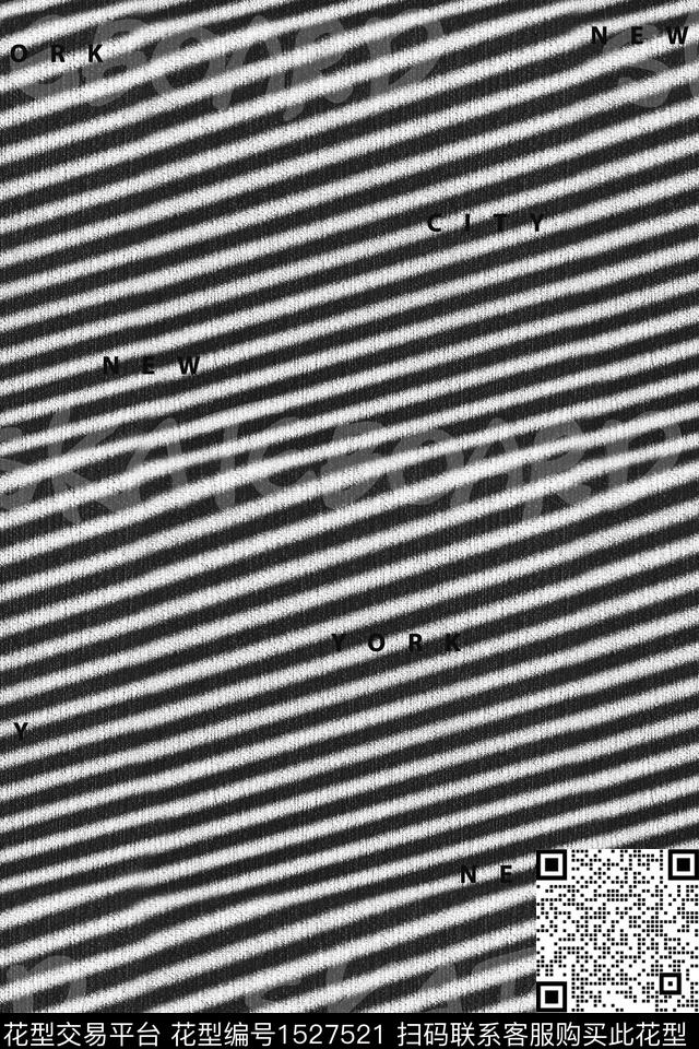 字母黑白条纹男装数码印花华亿平台下载（图片编号: 1527521） - 瓦栏（Walan）