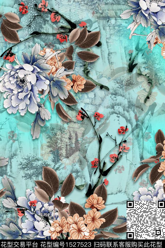 花卉中老年大花数码印花华亿平台下载（图片编号: 1527523） - 瓦栏（Walan）