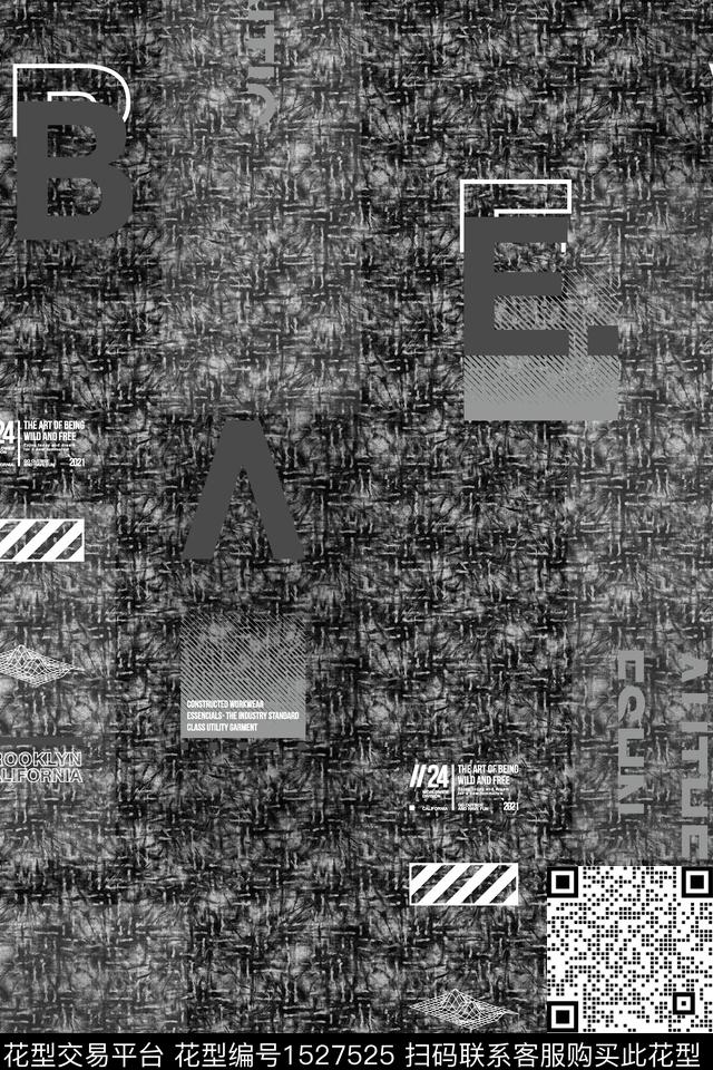 字母抽象男装数码印花华亿平台下载（图片编号: 1527525） - 瓦栏（Walan）