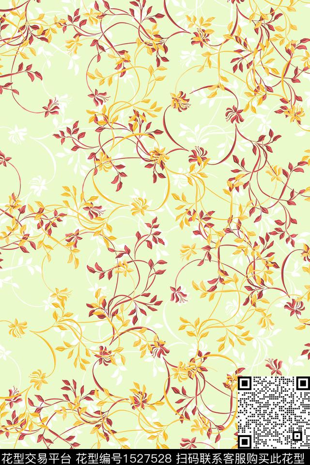 小清新花卉真丝数码印花华亿平台下载（图片编号: 1527528） - 瓦栏（Walan）