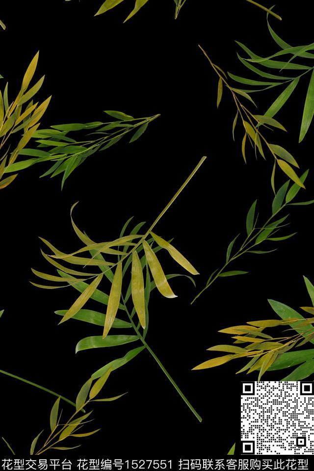 女装绿植树叶数码印花华亿平台下载（图片编号: 1527551） - 瓦栏（Walan）
