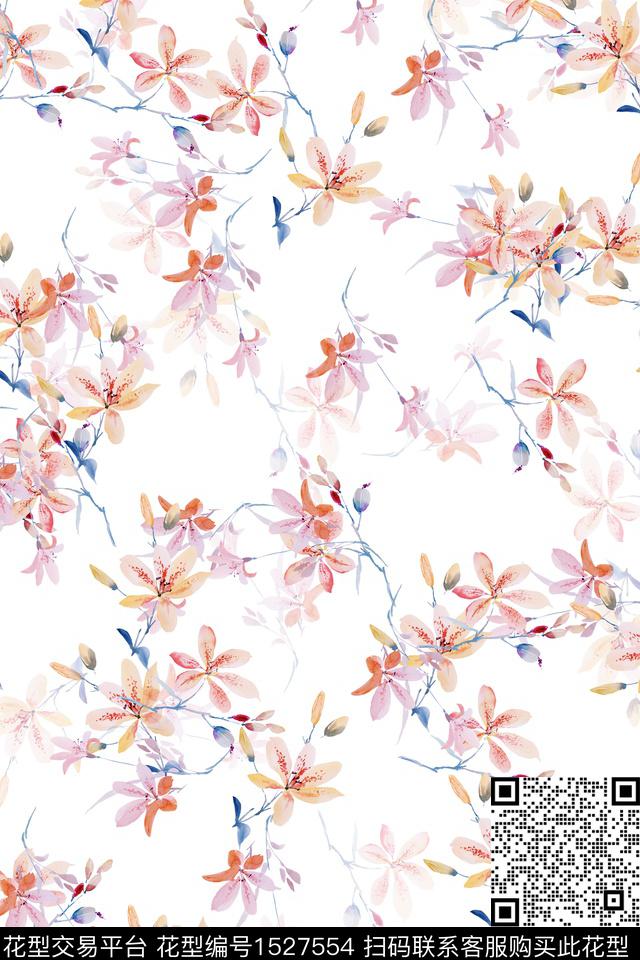 小清新花卉小碎花数码印花华亿平台下载（图片编号: 1527554） - 瓦栏（Walan）