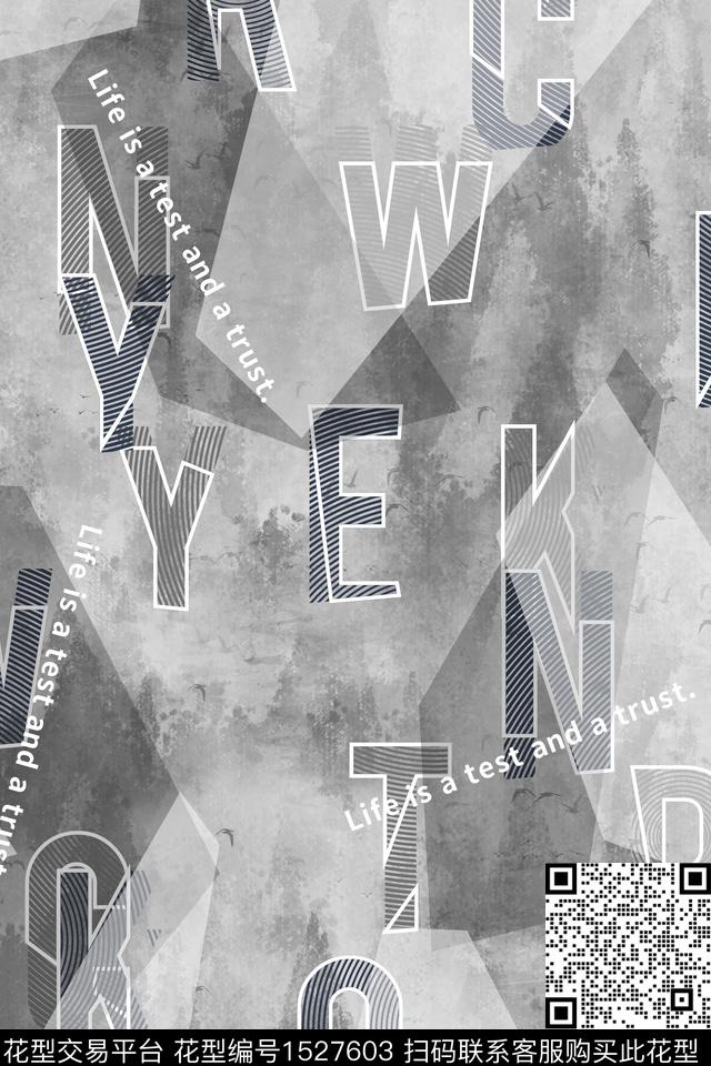 字母抽象男装数码印花华亿平台下载（图片编号: 1527603） - 瓦栏（Walan）
