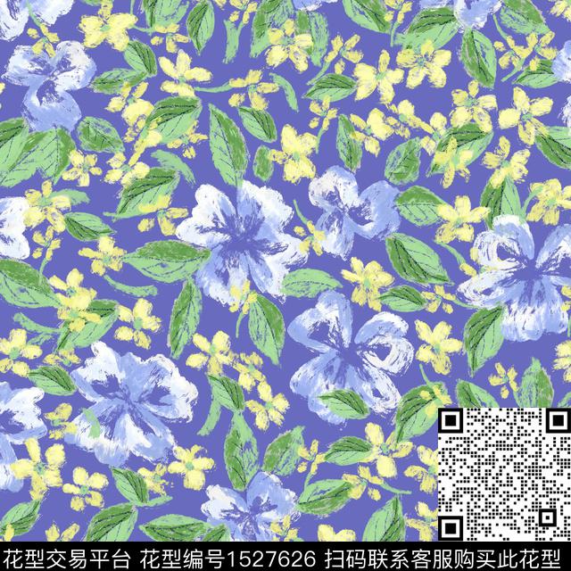 手绘花卉小清新花卉数码印花华亿平台下载（图片编号: 1527626） - 瓦栏（Walan）