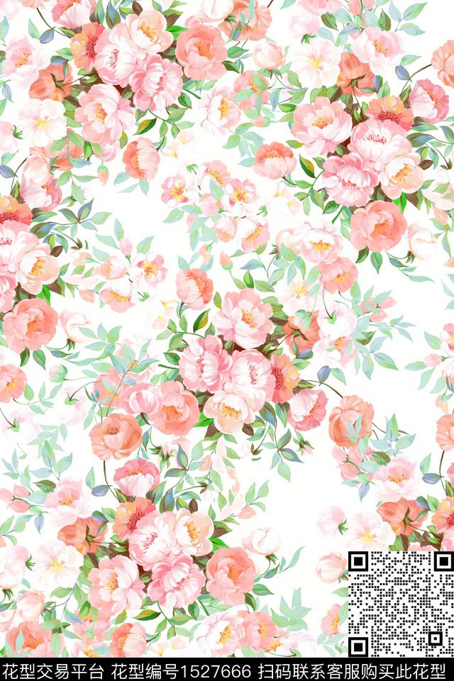 清爽底花卉水彩春夏华亿平台数码印花华亿平台下载（图片编号: 1527666） - 瓦栏（Walan）