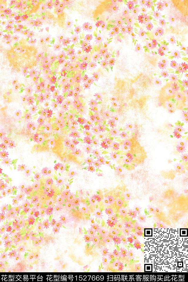 清爽底花卉水彩春夏华亿平台数码印花华亿平台下载（图片编号: 1527669） - 瓦栏（Walan）