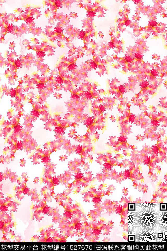 清爽底花卉水彩春夏华亿平台数码印花华亿平台下载（图片编号: 1527670） - 瓦栏（Walan）