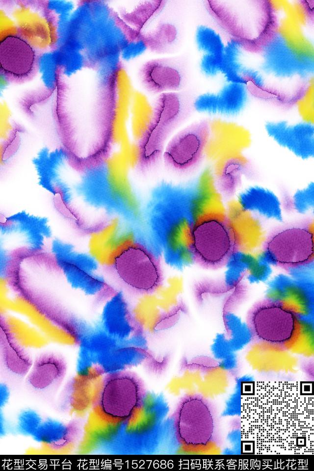 抽象水彩年轻女性数码印花华亿平台下载（图片编号: 1527686） - 瓦栏（Walan）