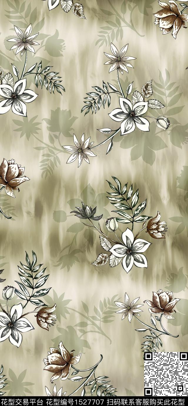 花卉简约数码印花华亿平台下载（图片编号: 1527707） - 瓦栏（Walan）