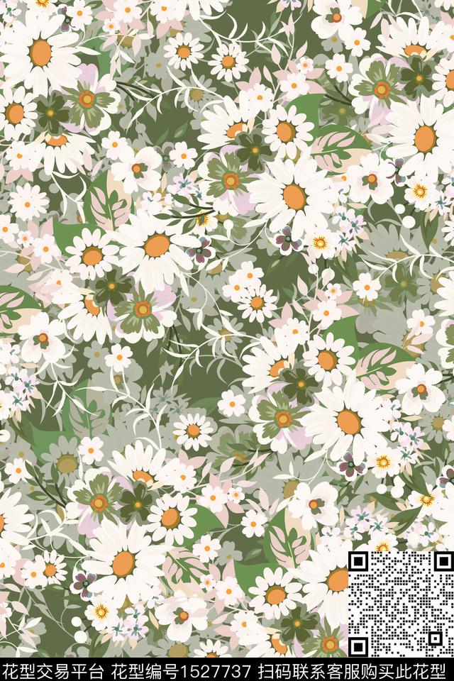 春夏华亿平台小清新花卉数码印花华亿平台下载（图片编号: 1527737） - 瓦栏（Walan）