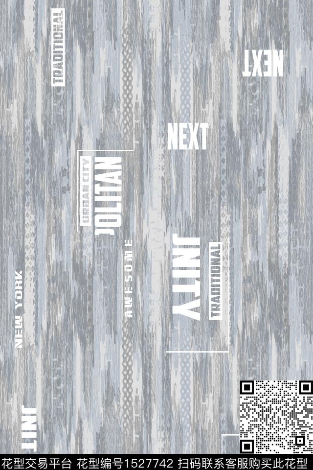 字母抽象男装数码印花华亿平台下载（图片编号: 1527742） - 瓦栏（Walan）