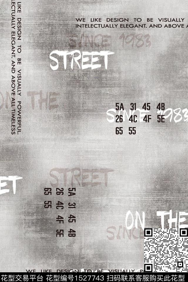 字母抽象男装数码印花华亿平台下载（图片编号: 1527743） - 瓦栏（Walan）