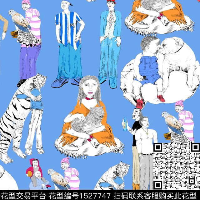 抽象趣味人物数码印花华亿平台下载（图片编号: 1527747） - 瓦栏（Walan）