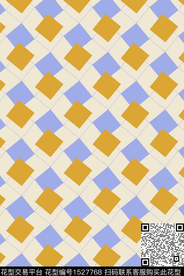 格子撞色几何数码印花华亿平台下载（图片编号: 1527768） - 瓦栏（Walan）