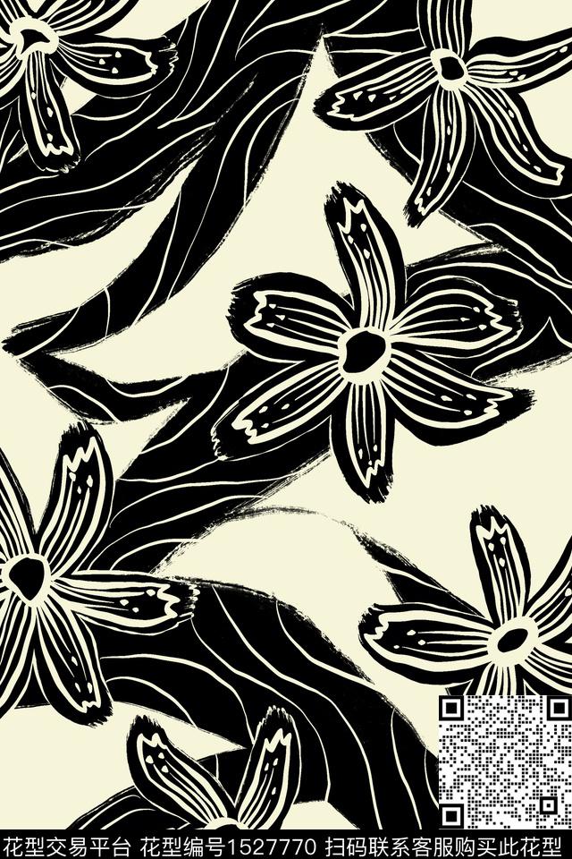 大花平面花卉简约数码印花华亿平台下载（图片编号: 1527770） - 瓦栏（Walan）