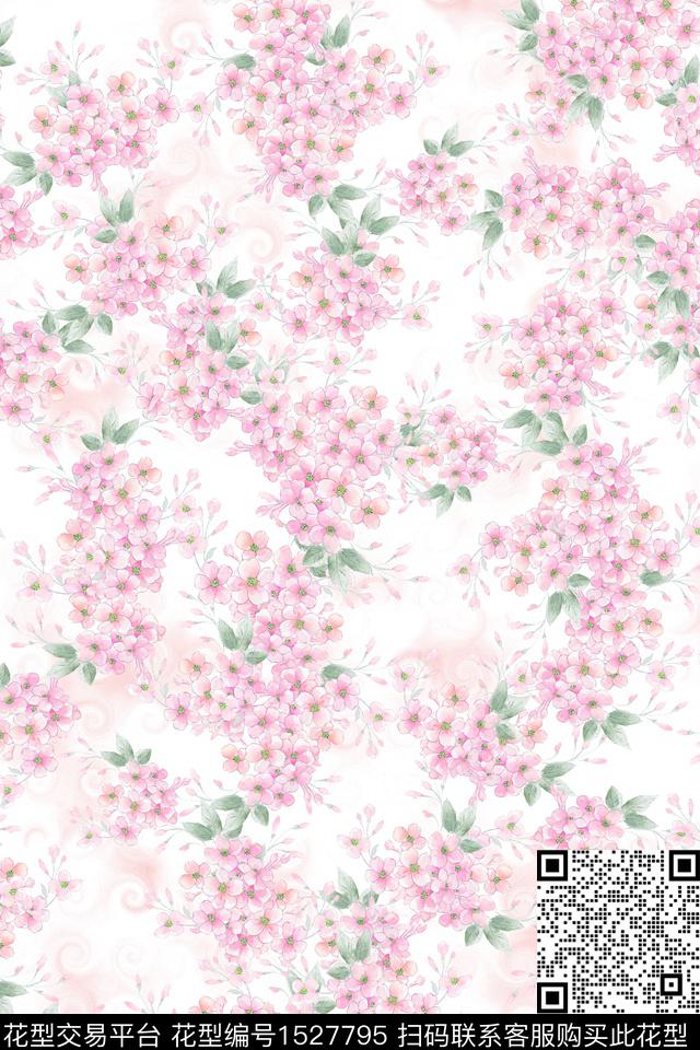 清爽底花卉水彩春夏华亿平台数码印花华亿平台下载（图片编号: 1527795） - 瓦栏（Walan）