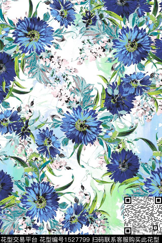 水彩春夏华亿平台花卉数码印花华亿平台下载（图片编号: 1527799） - 瓦栏（Walan）
