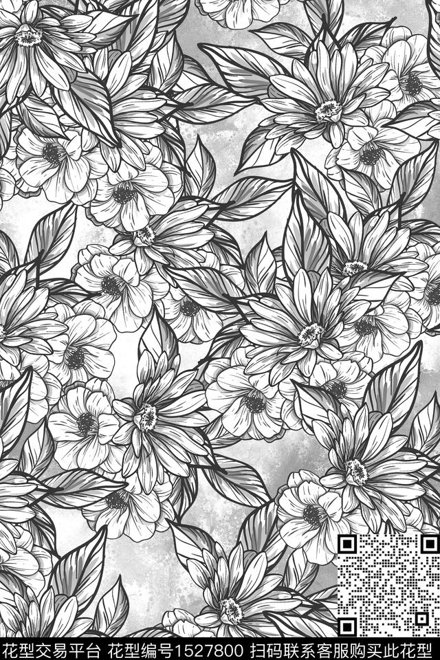 花卉女装灰色数码印花华亿平台下载（图片编号: 1527800） - 瓦栏（Walan）