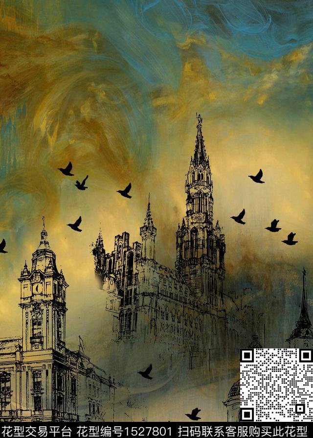 肌理卫衣手绘建筑数码印花华亿平台下载（图片编号: 1527801） - 瓦栏（Walan）