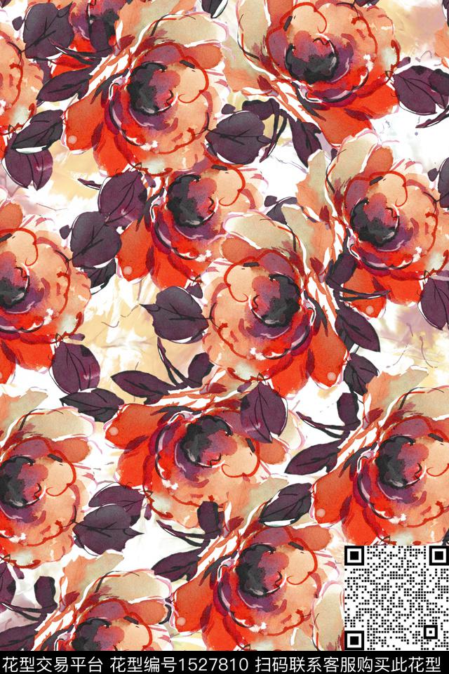 水彩春夏华亿平台花卉数码印花华亿平台下载（图片编号: 1527810） - 瓦栏（Walan）