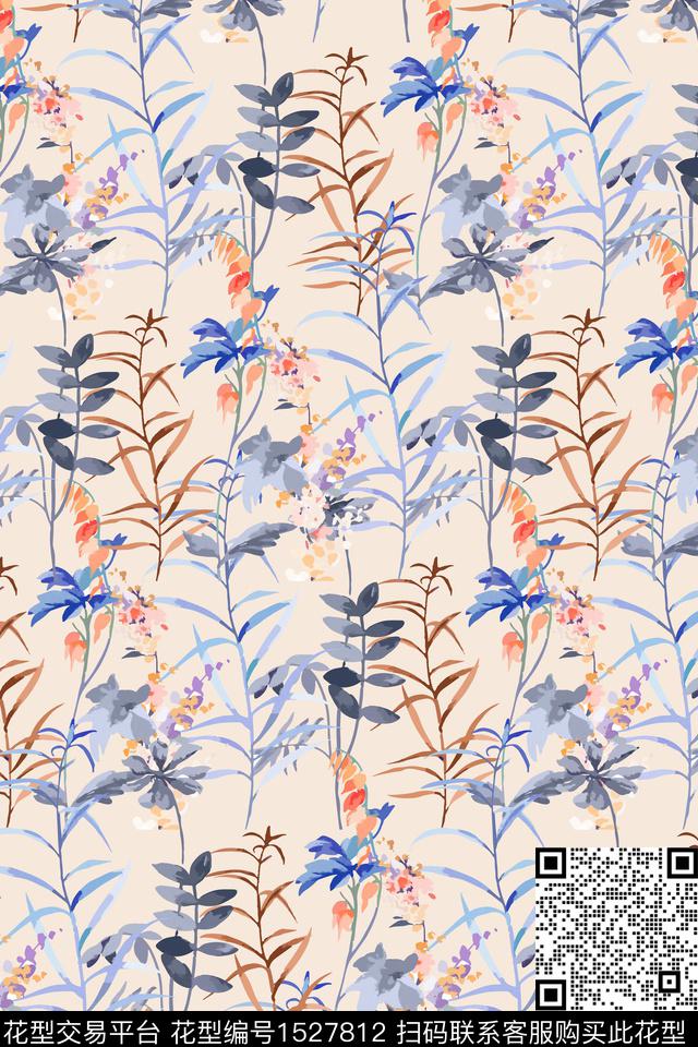 年轻女性绿植树叶植物数码印花华亿平台下载（图片编号: 1527812） - 瓦栏（Walan）