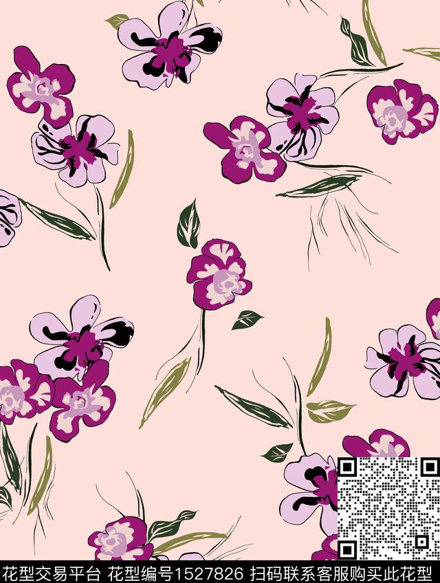 花卉女装清爽底花卉数码印花华亿平台下载（图片编号: 1527826） - 瓦栏（Walan）
