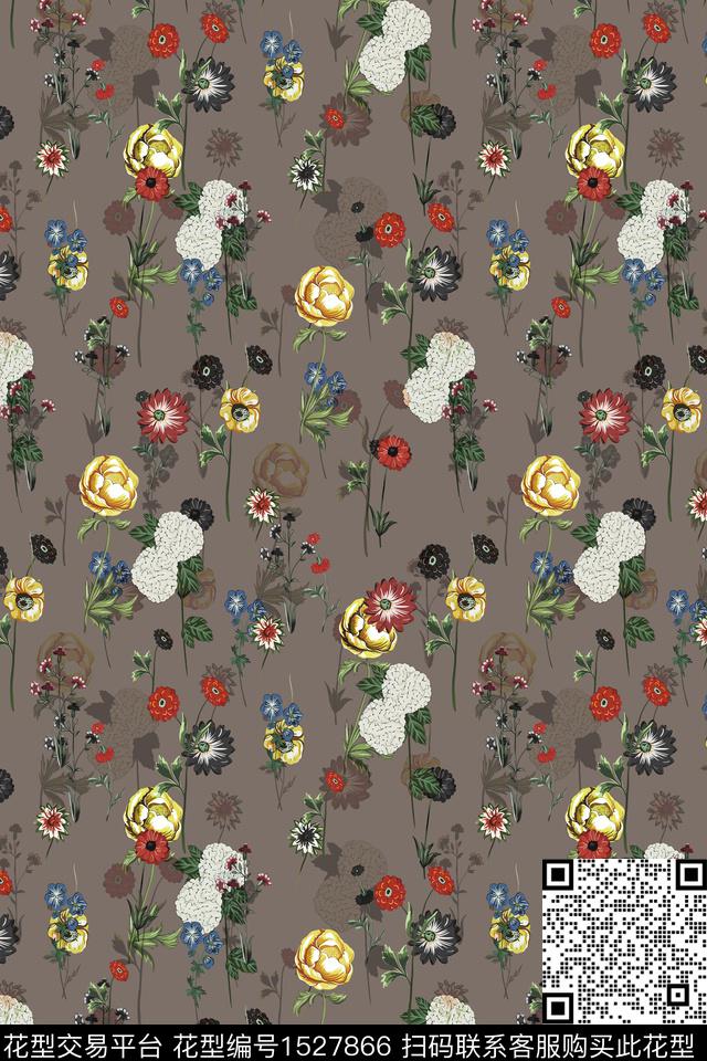 真丝花卉小碎花数码印花华亿平台下载（图片编号: 1527866） - 瓦栏（Walan）