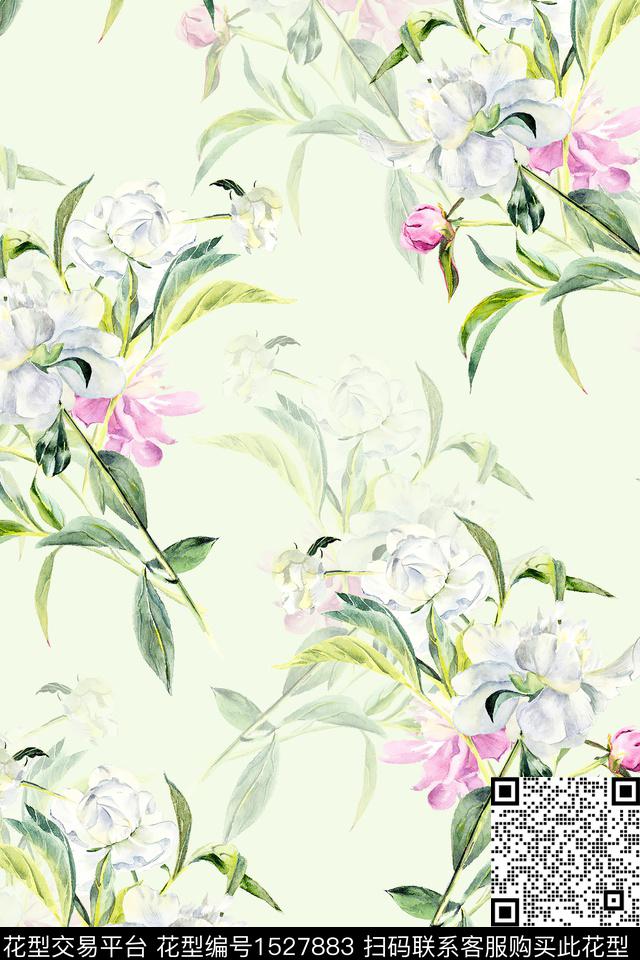 小清新女装花卉数码印花华亿平台下载（图片编号: 1527883） - 瓦栏（Walan）