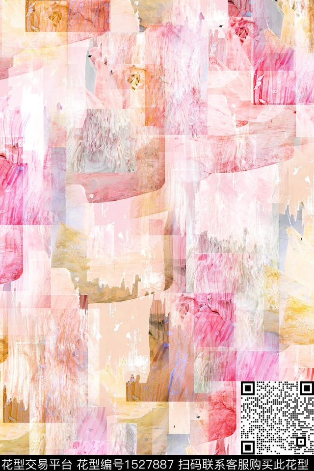 涂鸦肌理抽象数码印花华亿平台下载（图片编号: 1527887） - 瓦栏（Walan）