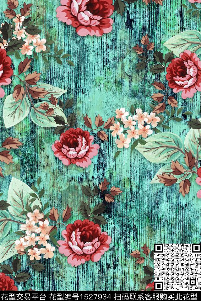 花卉中老年旗袍香云纱数码印花华亿平台下载（图片编号: 1527934） - 瓦栏（Walan）