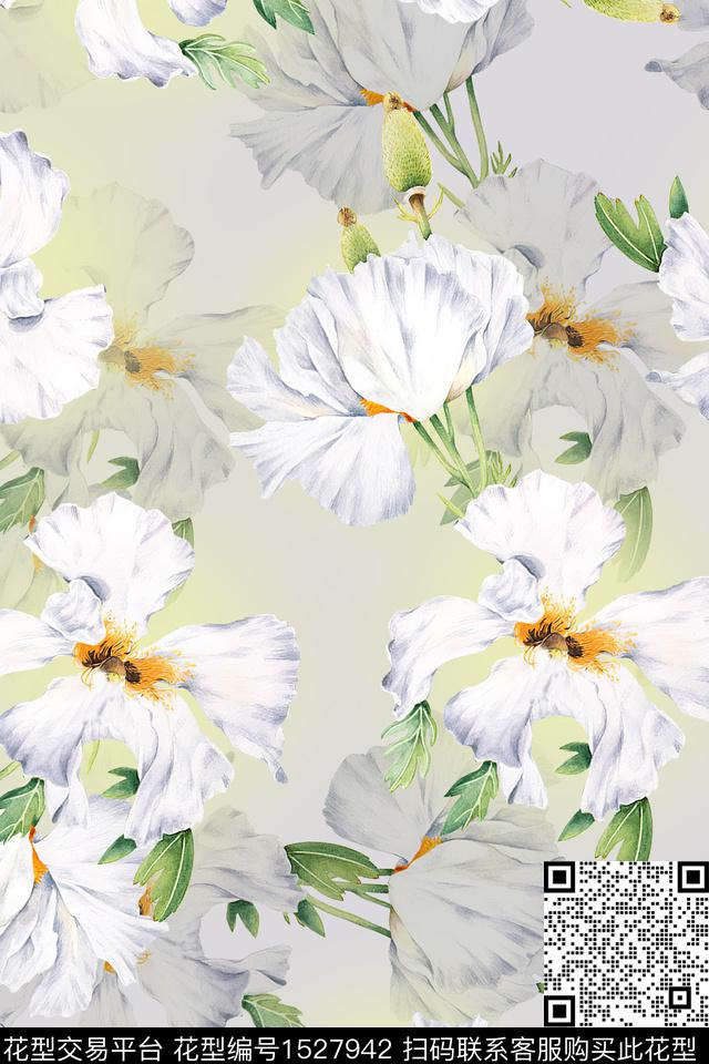 春夏华亿平台小清新大花数码印花华亿平台下载（图片编号: 1527942） - 瓦栏（Walan）