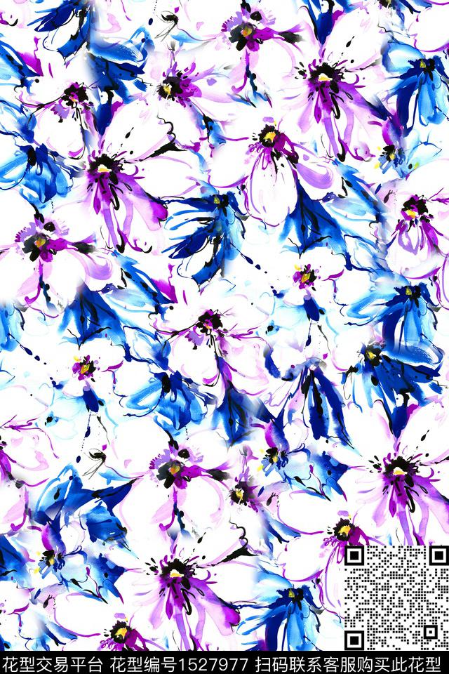 水彩花卉手绘花卉年轻女性数码印花华亿平台下载（图片编号: 1527977） - 瓦栏（Walan）