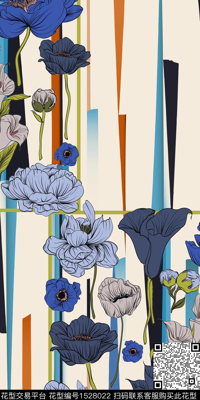 条纹民族风春夏华亿平台数码印花华亿平台下载（图片编号: 1528022） - 瓦栏（Walan）