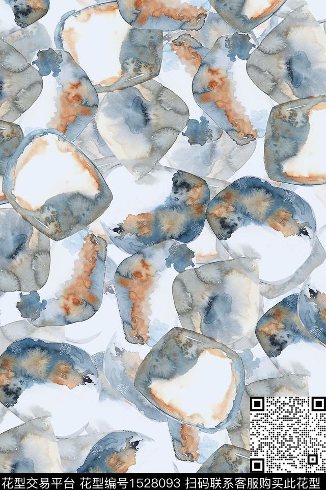 水彩墨迹抽象数码印花华亿平台下载（图片编号: 1528093） - 瓦栏（Walan）