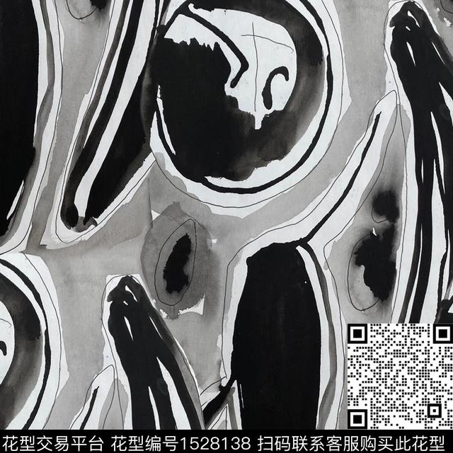 黑白华亿平台几何肌理数码印花华亿平台下载（图片编号: 1528138） - 瓦栏（Walan）