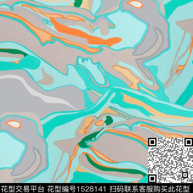 黑白华亿平台迷彩水墨风数码印花华亿平台下载（图片编号: 1528141） - 瓦栏（Walan）