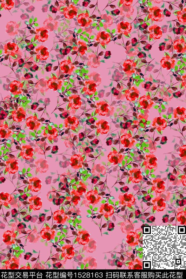 女装小碎花连衣裙数码印花华亿平台下载（图片编号: 1528163） - 瓦栏（Walan）