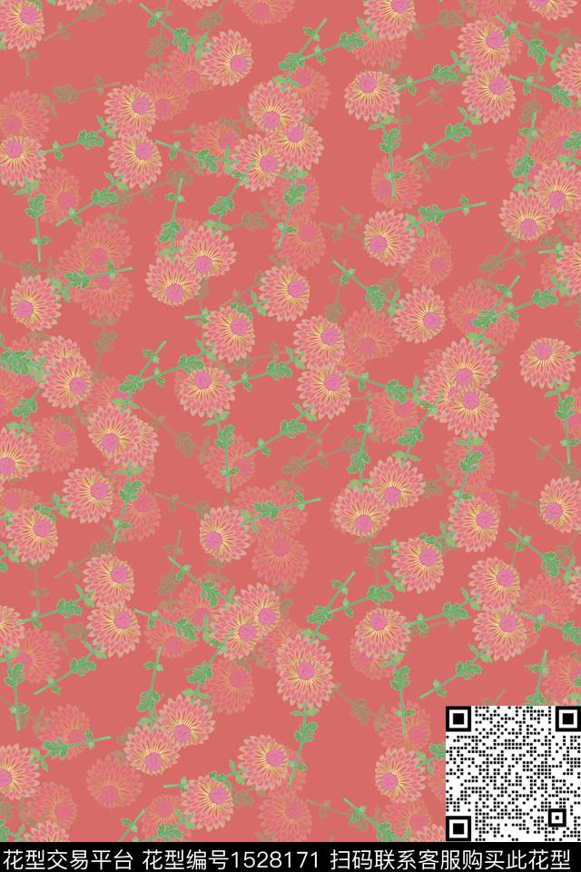 女装小碎花连衣裙数码印花华亿平台下载（图片编号: 1528171） - 瓦栏（Walan）