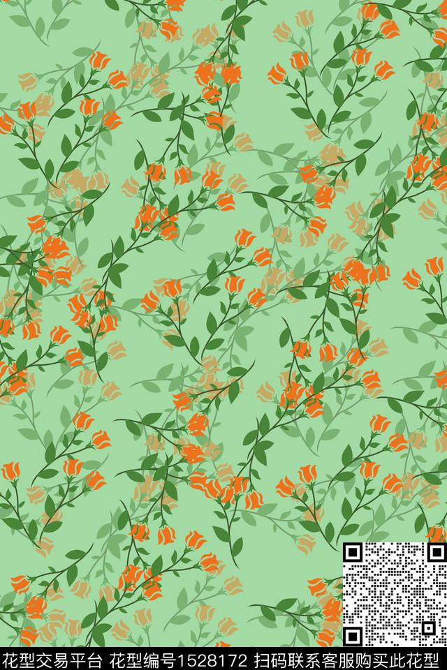 女装小碎花连衣裙数码印花华亿平台下载（图片编号: 1528172） - 瓦栏（Walan）