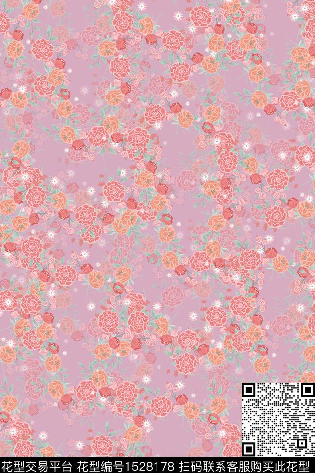 女装小碎花连衣裙数码印花华亿平台下载（图片编号: 1528178） - 瓦栏（Walan）