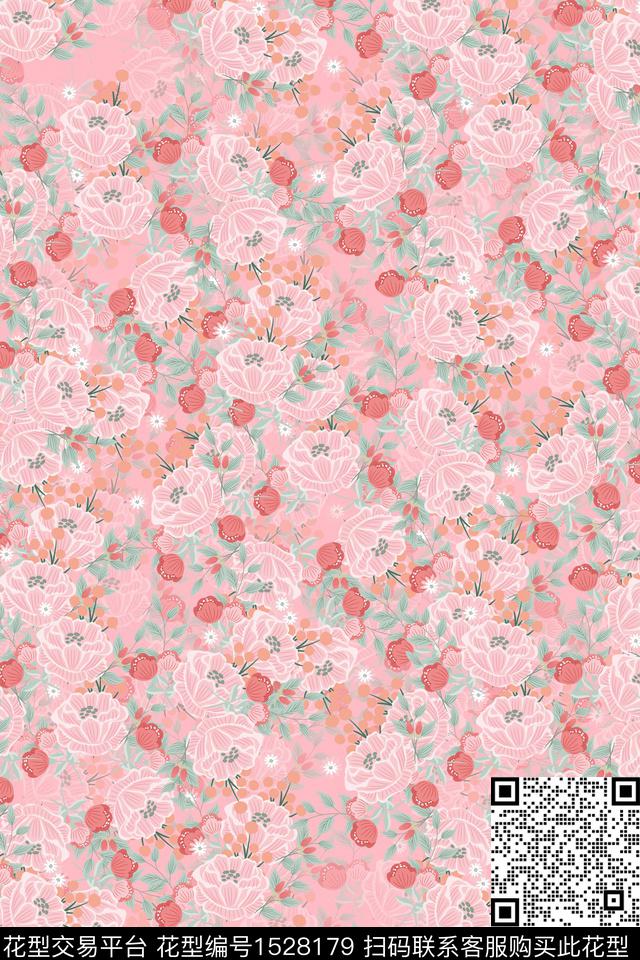 女装小碎花连衣裙数码印花华亿平台下载（图片编号: 1528179） - 瓦栏（Walan）