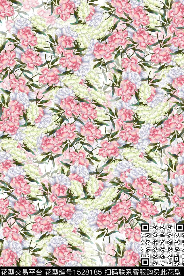 水彩花卉小碎花数码印花华亿平台下载（图片编号: 1528185） - 瓦栏（Walan）