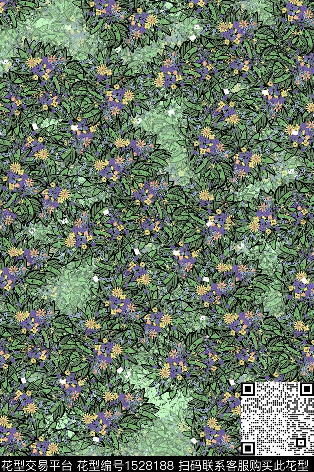 花卉小碎花连衣数码印花华亿平台下载（图片编号: 1528188） - 瓦栏（Walan）