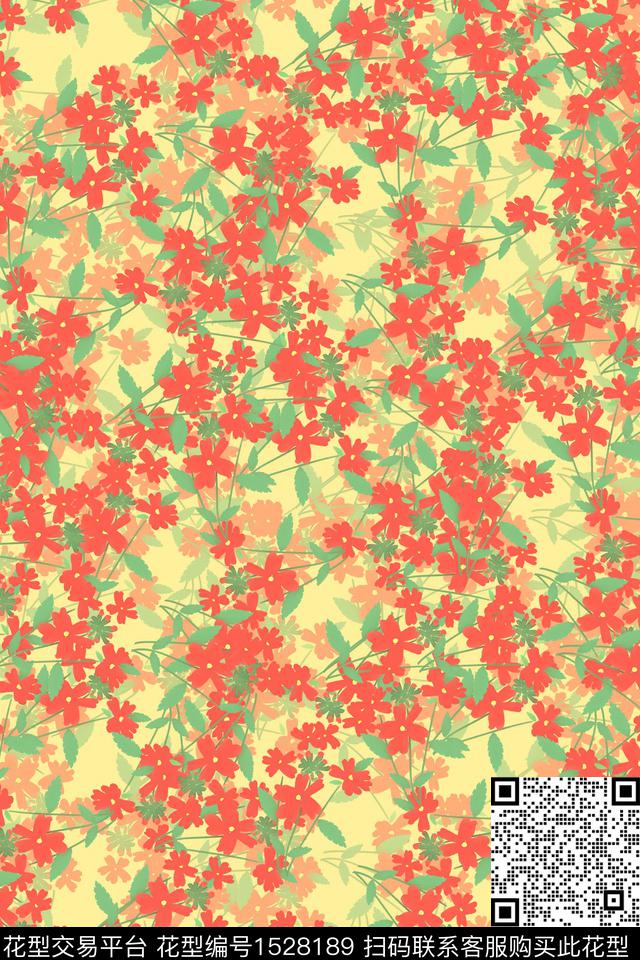 水彩花卉小碎花数码印花华亿平台下载（图片编号: 1528189） - 瓦栏（Walan）
